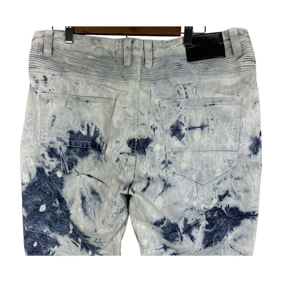 Smoke Rise Brand Light Wash Distressed Jeans Blue Splatter 38 x 33 Streetwear - Picture 7 of 12
